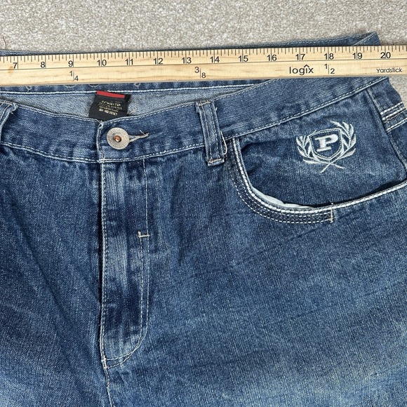 Phat Farm Jean Shorts Adult Size 40W Blue Baggy Y2K  Mens Denim Wide Leg‎ Jorts - Picture 2 of 7